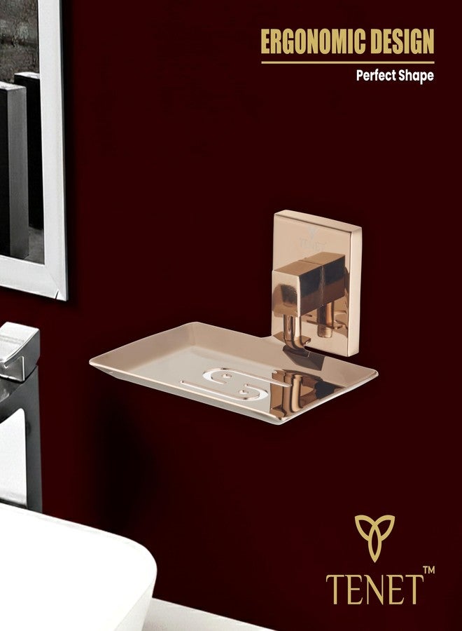 TENET Stainless Steel Soap Dish Soap Holder Soap Tray | Wall Mounted Soap Stand Basket Plate Case Shelf Organizer | Rust Proof Bathroom Accessories | Rose Gold | 1 Year Warranty - Image 5